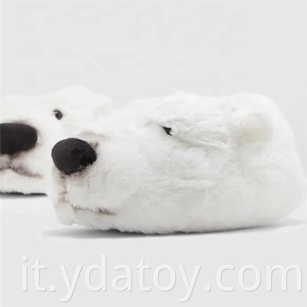 Plush little white dog slippers